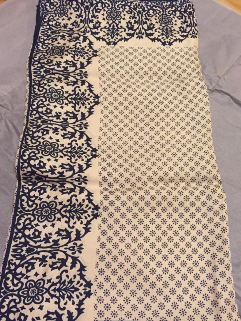 Parekh Bugbee silk scarf - NEW in box. Ivory + Navy